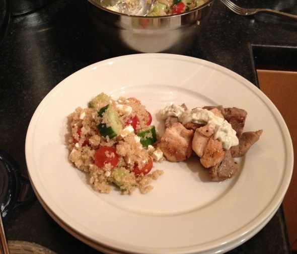 Greek Quinoa Salad with Mixed Grill: A Broad Cooking