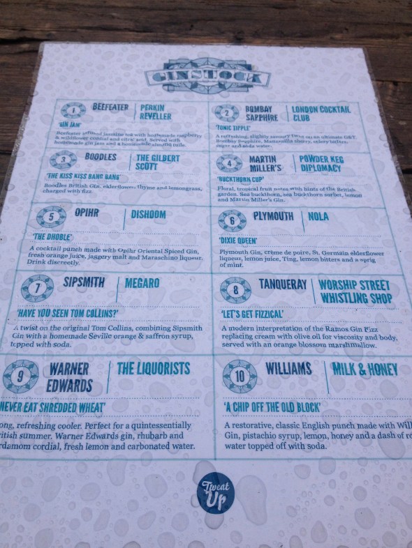 Rain Covered Ginstock Menu