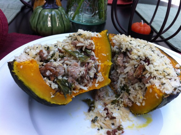 Sausage Stuffed Squash with Kale & Cranberries: A Broad Cooking