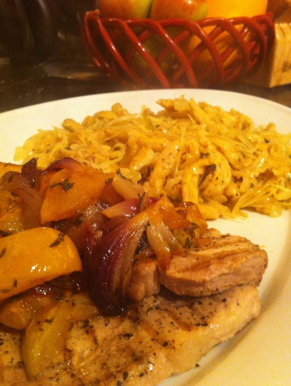 Maple Apple Pork Chops and Mustard Spaetzle - A Perfect Fall Feast: A Broad Cooking