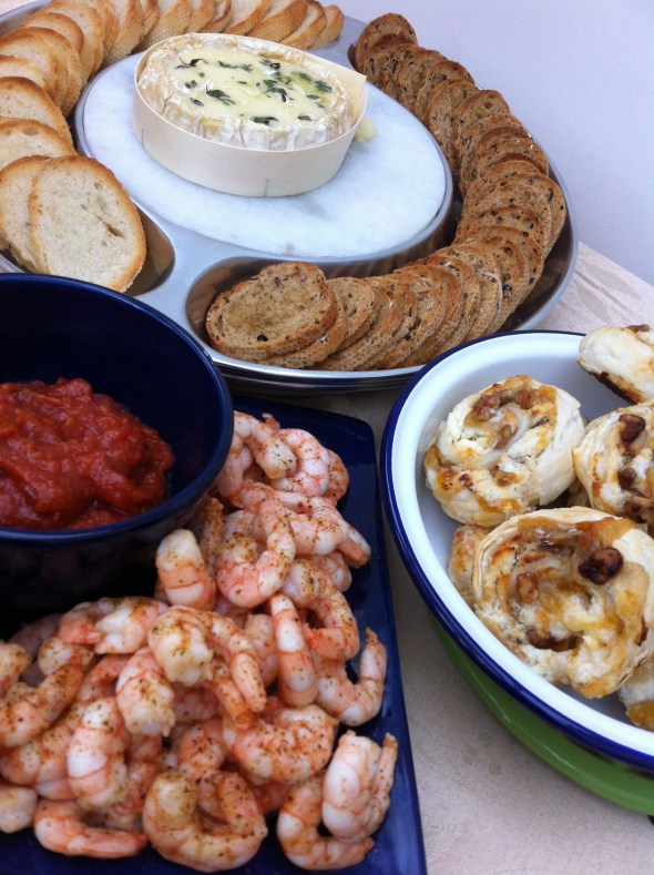 Roasted Shrimp Cocktail, Apricot & Goat Cheese Palmiers, and Baked Camembert - The perfect way to greet your guests this Thanksgiving: A Broad Cooking