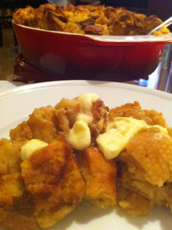 Pumpkin Butter Bread Pudding with Ginger Whiskey Cream: A Broad Cooking