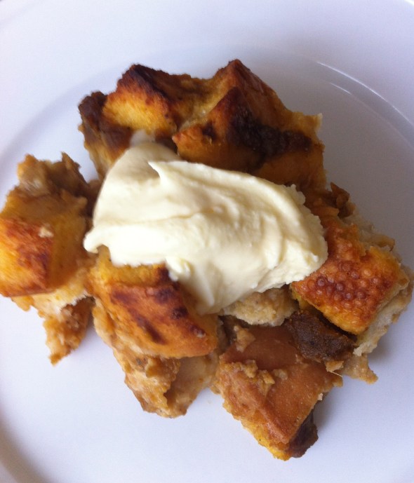 Pumpkin Butter Bread Pudding with Ginger Whiskey Cream: A Broad Cooking