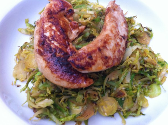 Sesame Brussels Sprout Hash with Ginger Soy Chicken: A Broad Cooking
