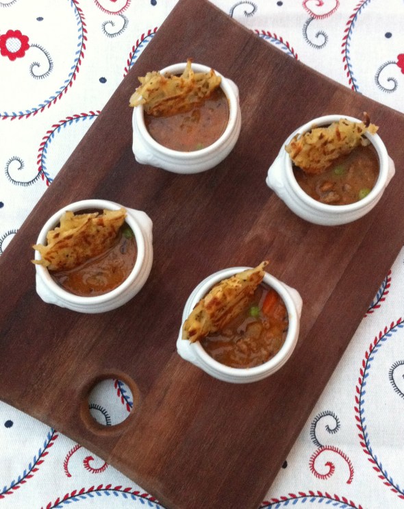 Shepherds Pie Soup w/ Crispy Potato Cake Topping: A Broad Cooking