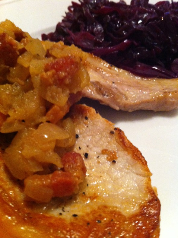 Pork Chops w/ Savory Applesauce: A Broad Cooking