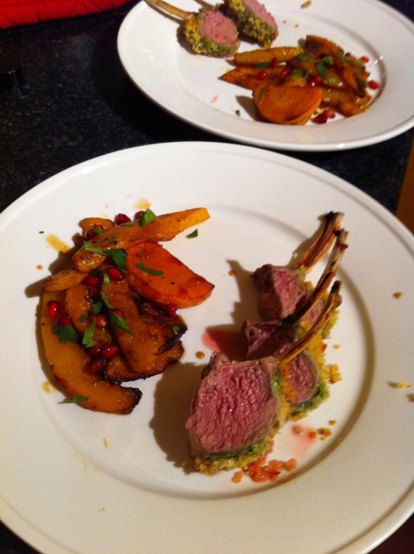 Herby Mustard Rack of Lamb & Roasted Butternut Squash w/ Pomegranate Molasses: A Broad Cooking