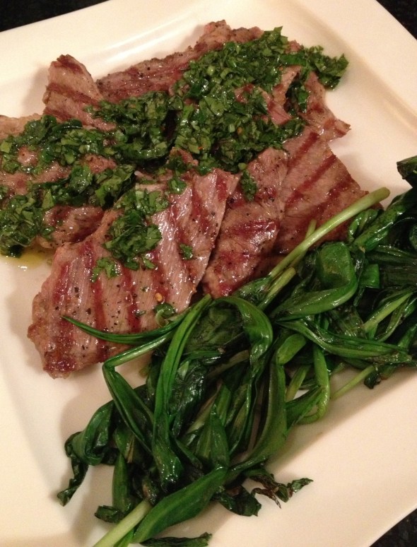 Grilled Presa with Ramp Chimichurri: A Broad Cooking